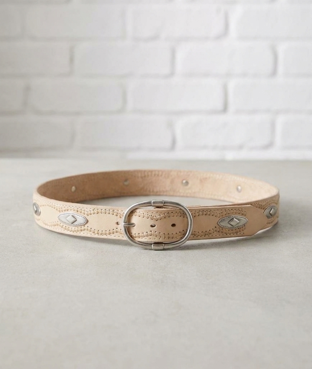 NEW JOHNNY WAS collina italian leather conch belt in ivory